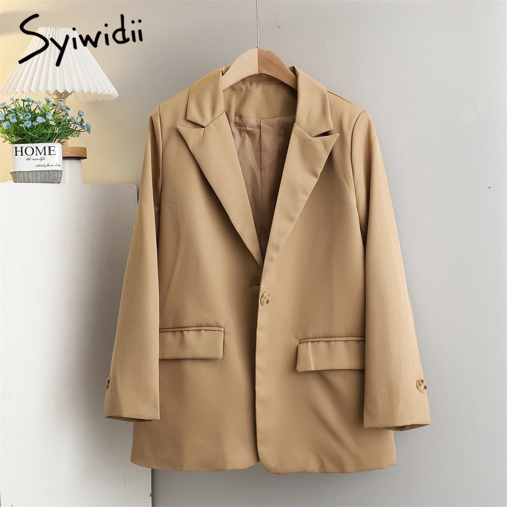 Женский офисный Блейзер Syiwidii повседневная винтажная верхняя одежда на одной