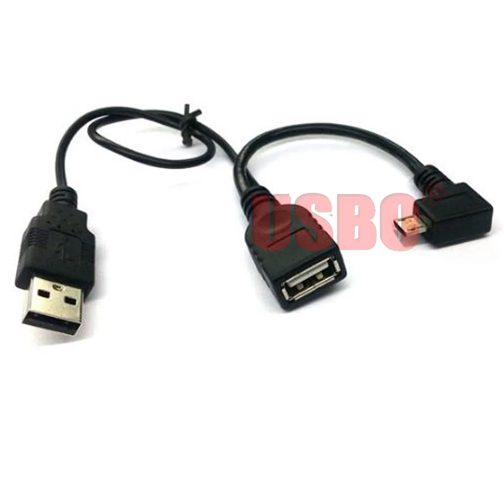 Кабель для передачи данных с внешним питанием черный прямой/локоть Micro USB 2 0 OTG