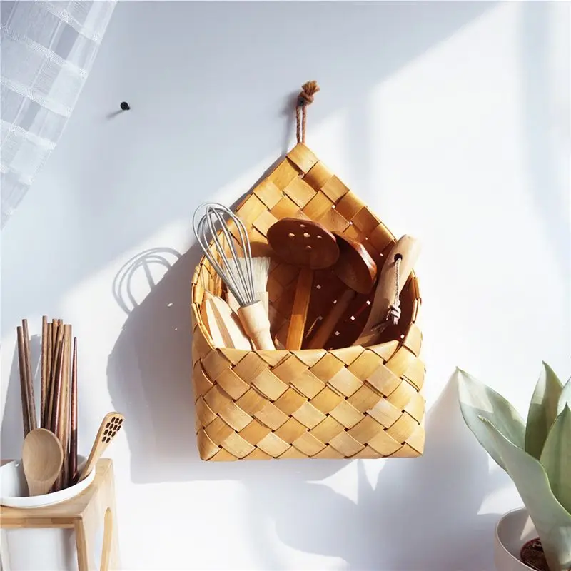 

Wall Hanging Natural Wicker Flower Basket Flower Pot Rattan Basket Home Garden Wall Decoration Storage Container