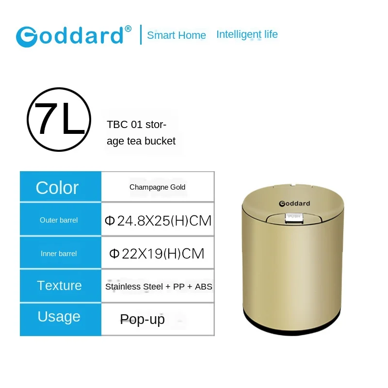 

One-button open cover stainless steel trash can intelligent teacup bucket water level induction press type tea set was
