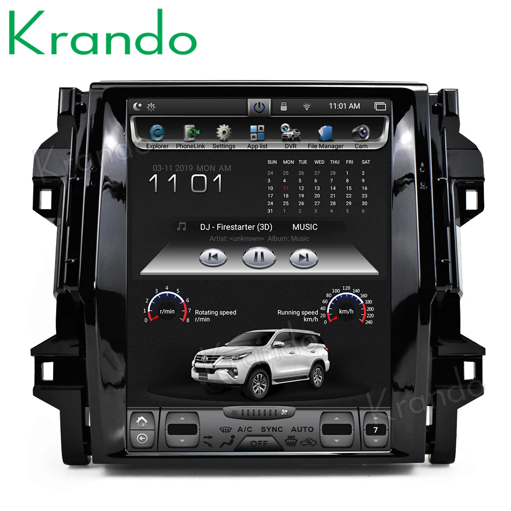 Krando Android 7,1 12," Tesla вертикальный сенсорный экран автомобильный dvd радио плеер для Toyota Fortuner+ навигационная система bluetooth