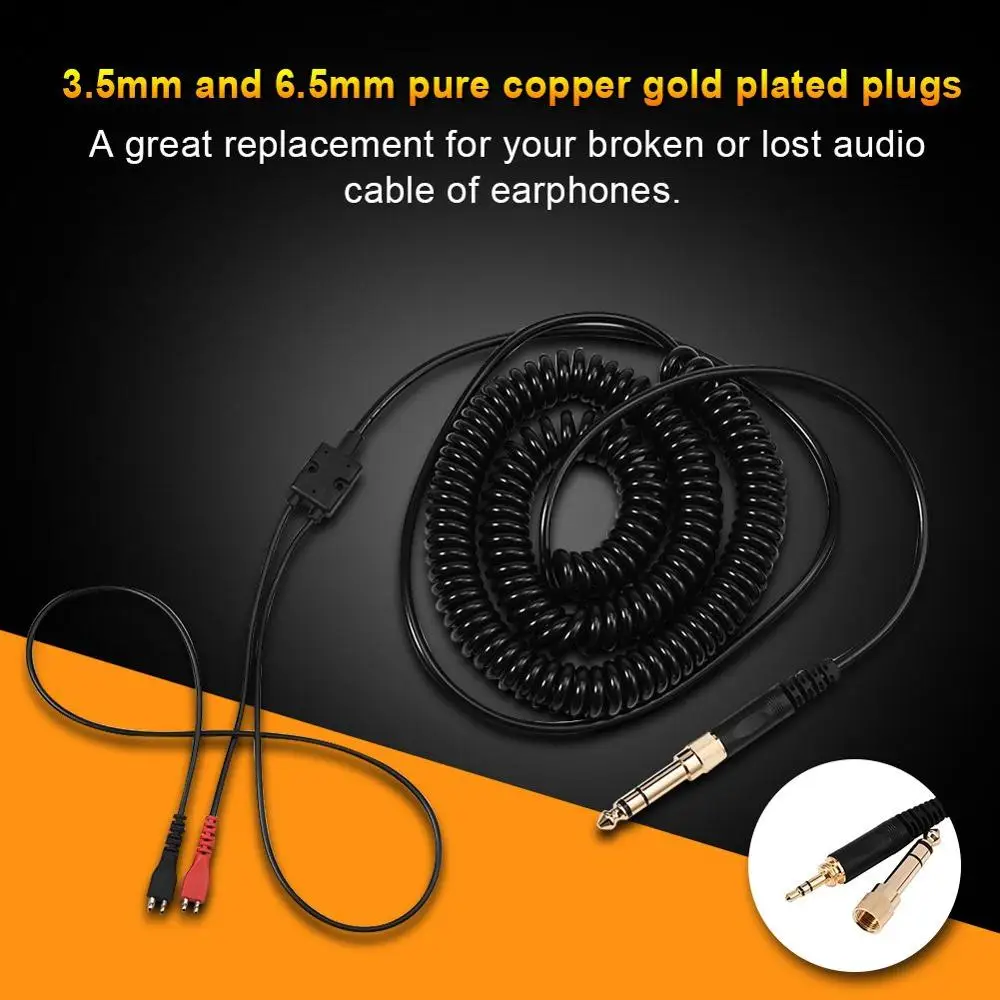 

Extension Spring Relief Coiled Audio Cable for Sennheiser HD25 HD25-1 HD25-1 II HD25-C HD25-13 HD 25 HD600 Headphones