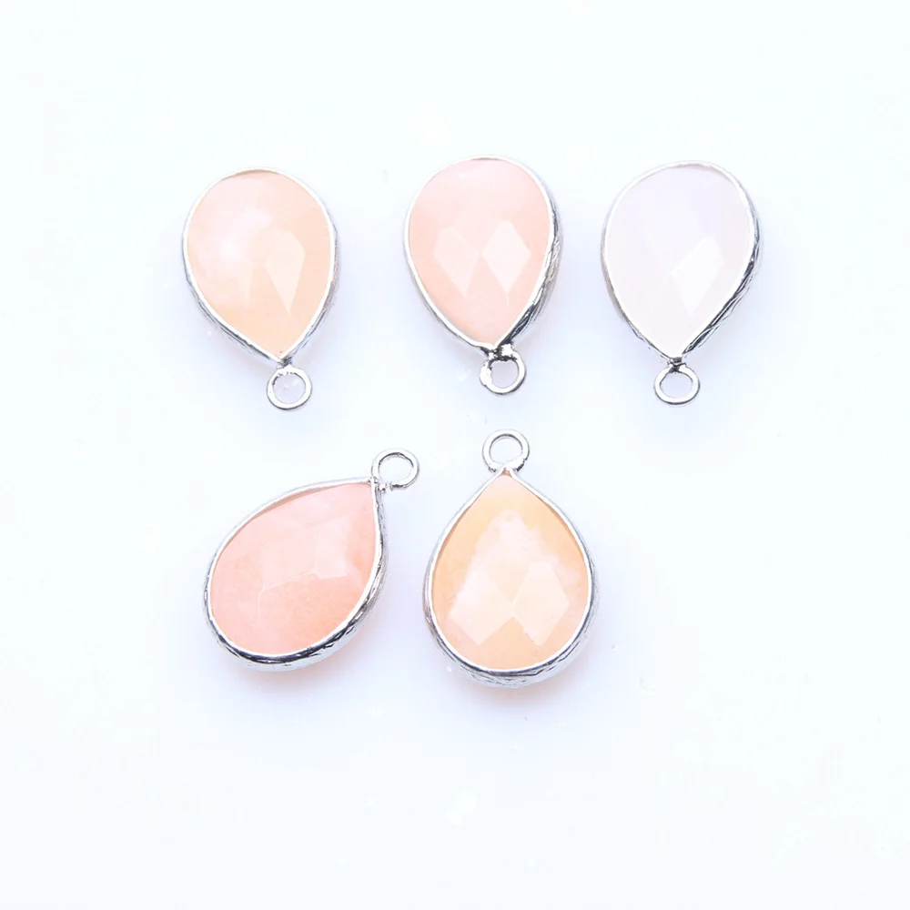 Модные подвески из натурального камня популярные окантовки розовый