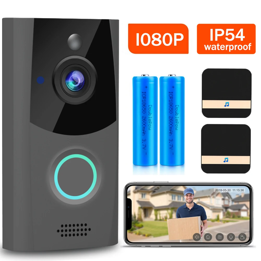 

1080P WiFi Video Doorbell Camera IP54 Waterproof Audio Intercom With Chime Security Outdoor Door Bell Smart Wireless Home Camera