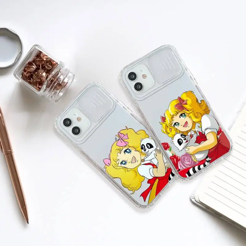 

Anime Manga Candy Phone Case transparent For iPhone 7 8 11 12 X XS XR MINI Pro Max Plus Slide Camera Lens Protect