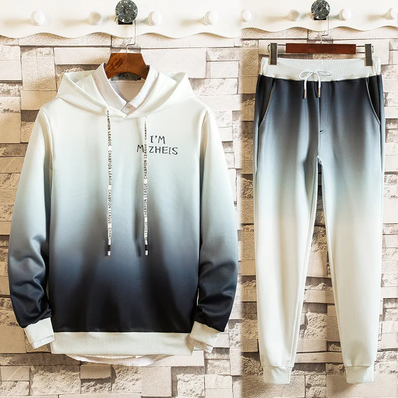 

Hoodie Ankle Long And Pants Streetwear Spring Men's Suit Two-piece Hip-hop Jacket 2021 Tracksuit Men Clothing Homme