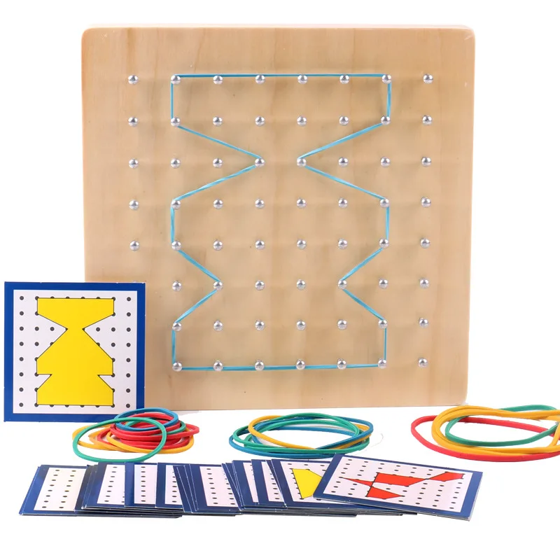 Geoboard деревянная математическая манипуляции элементов платы блок с сеткой