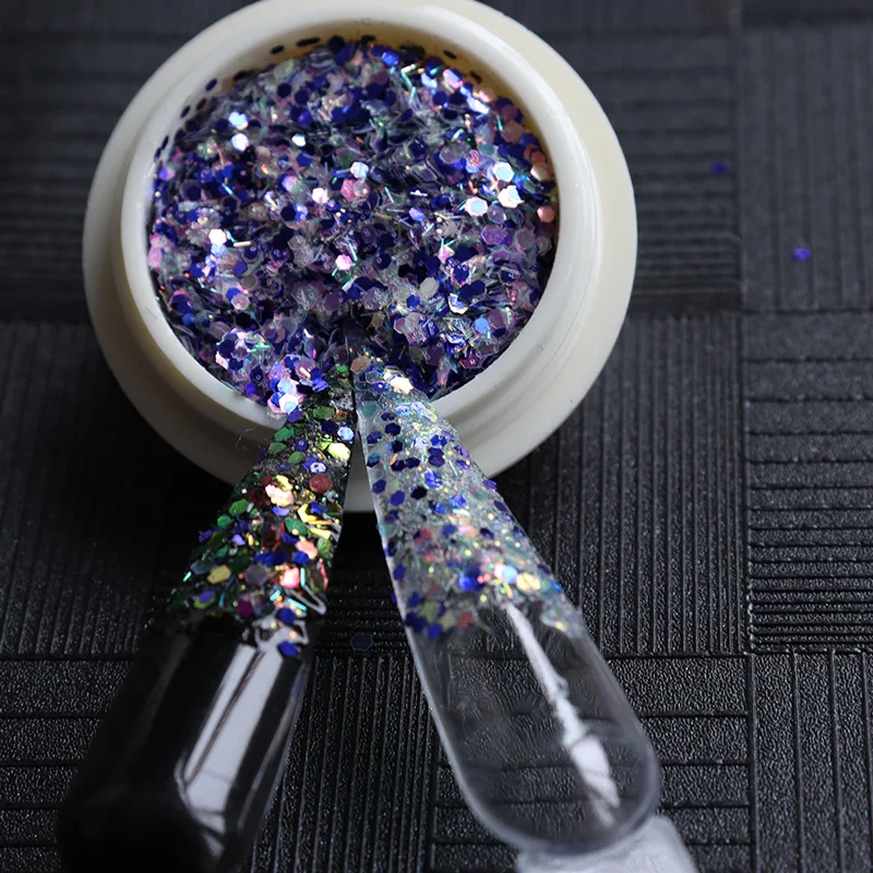 

50g Holographic Nail Sequins (0.2+1+2mm) Mixed Size Strip&Hexagon Flakes 3D DIY Shinny Mirror Paillette Mermaid Nail Sequins pd&