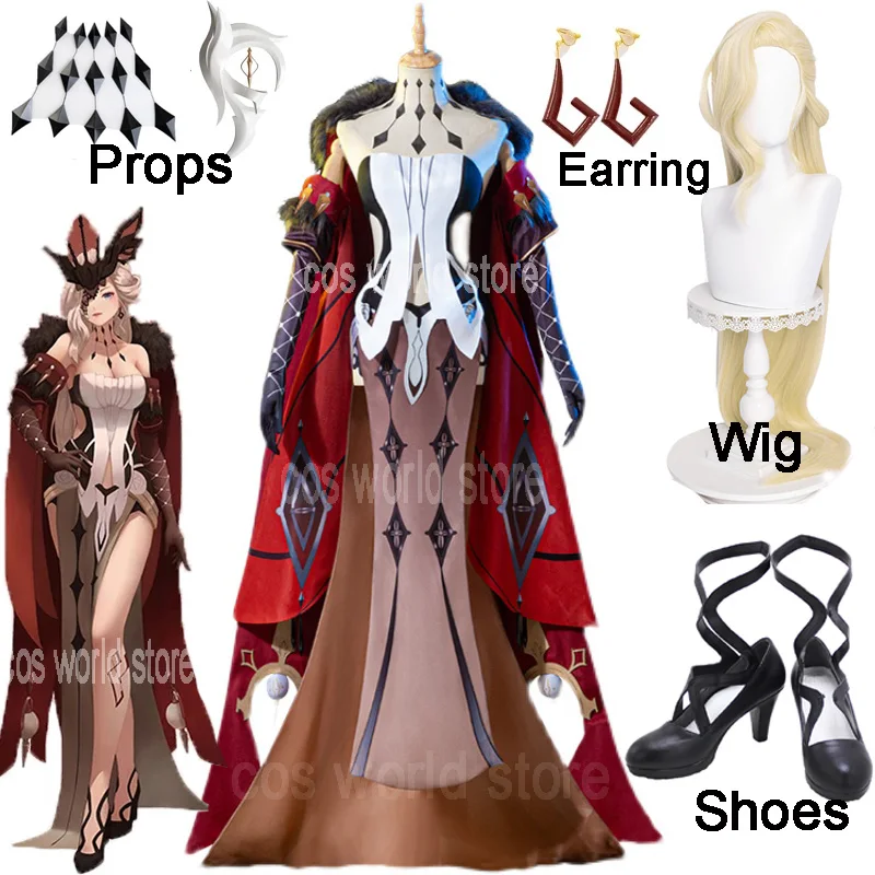 

Genshin ударный Исполнительный офицер NPC костюм косплей головной парик обувь Хэллоуин Униформа Ла-синьора костюм реквизит аксессуары