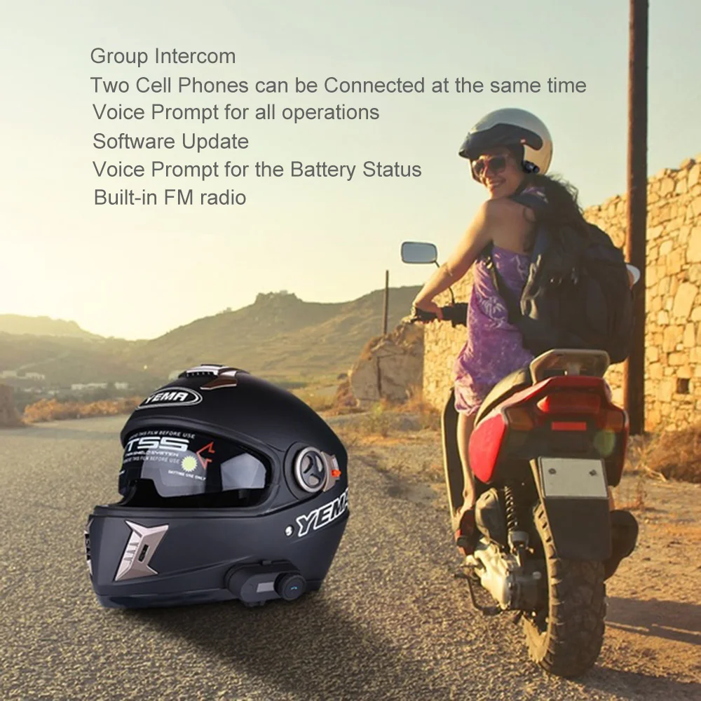 Гарнитура QPLOVE для мотоциклетного шлема Freedconn tcom sc 2 шт. bluetooth внутренняя связь с ЖК