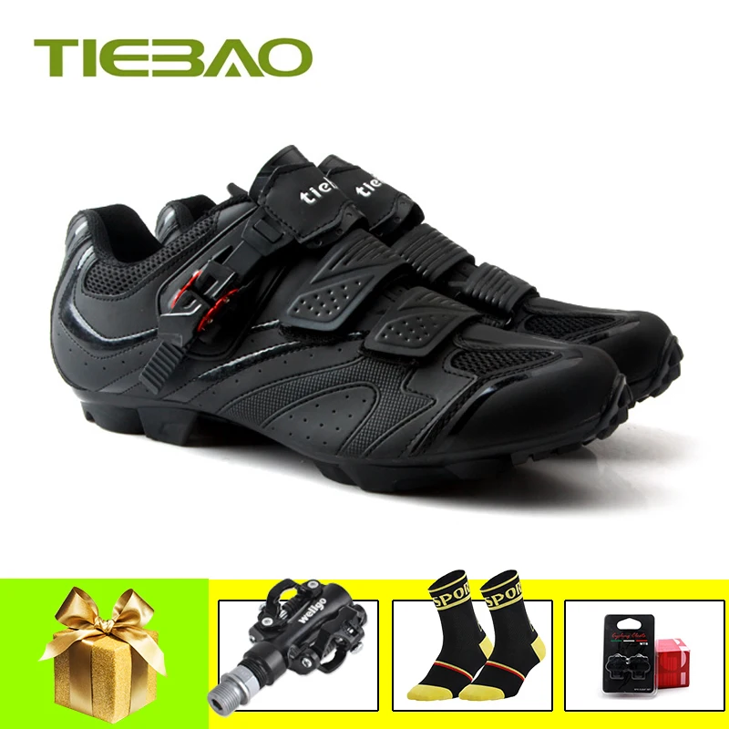 Tiebao sapatilha ciclismo mtb Мужская и женская велосипедная обувь для велоспорта самоблокирующаяся обувь для горного велосипеда дышащая обувь для верховой езды - Цвет: pedals for 1413 B