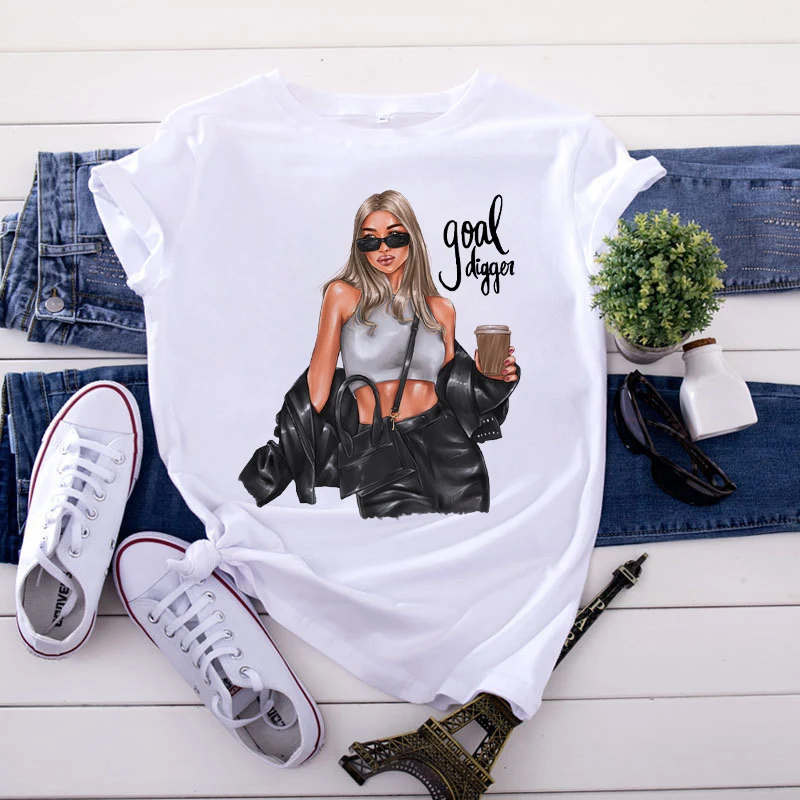 

Casual Summer Aesthetic Girls Vintage Tees Fashion Trend Oversized Tops Women Simple Leisure O-Neck Tshirt Women'S T-Shirts