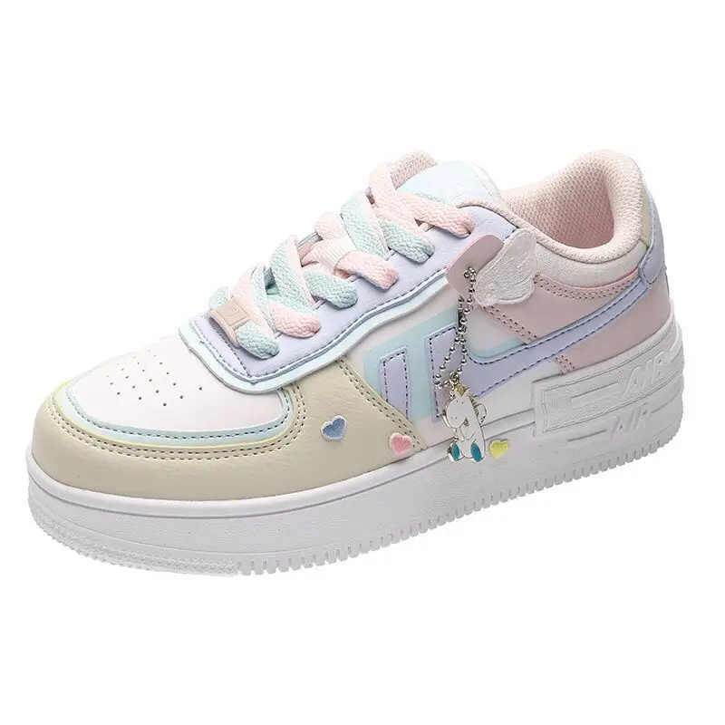 

2020 Women Sneakers White Pink Tennis Cute Lovely Girl Shoes Female Student Shoes Platform Flats Casual Ladies Vulcanize Shoes
