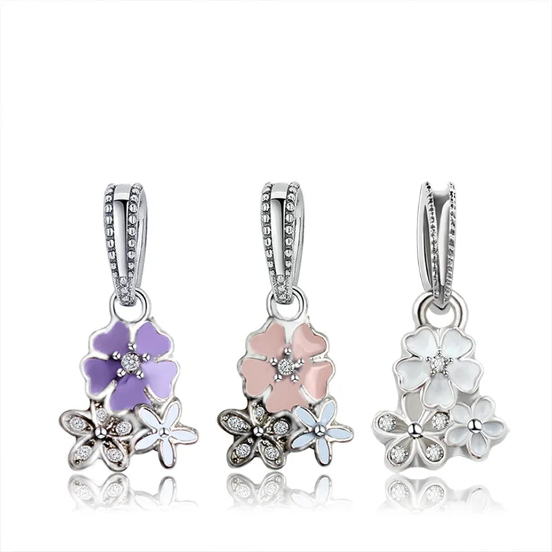 Эмалированные подвески в виде цветов и цветков вишни для браслета pandora