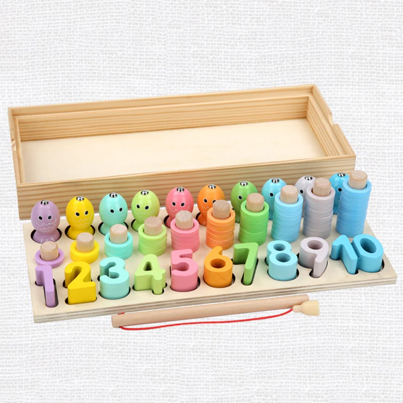 Развивающие деревянные игрушки Монтессори геометрической формы магнитные