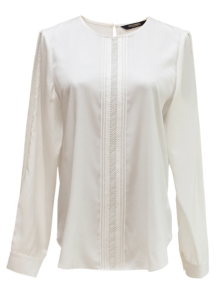 

Intellectual Ol Solid Color Hollow Shirt 2020 Autumn New Elegant Lady Shirt White Top