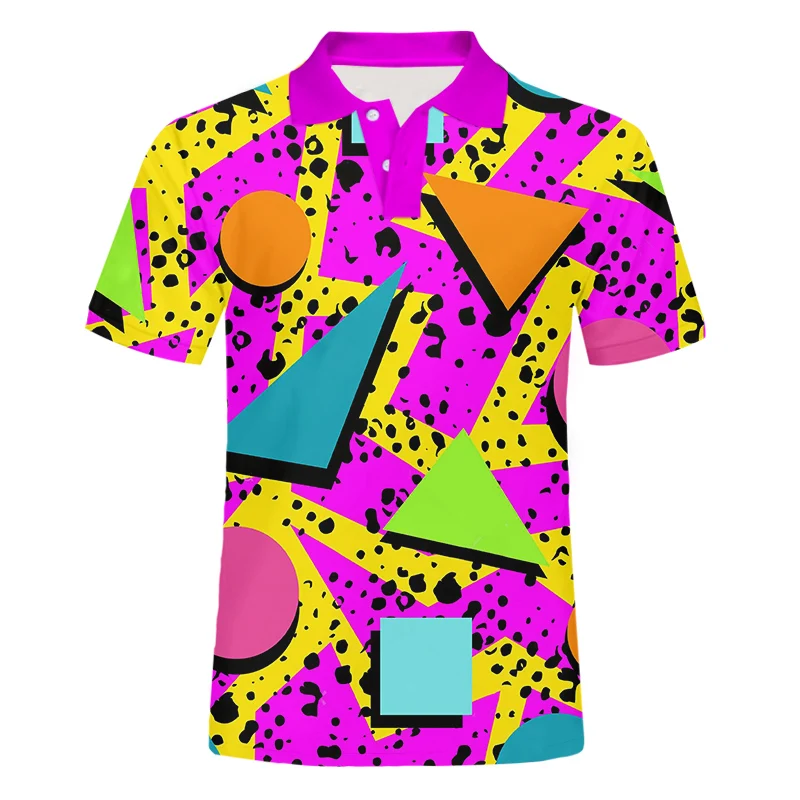 

OGKB летние топы с забавным принтом красочные геометрические 3D рубашки поло для мужчин/женщин хип-хоп Уличная одежда рубашки с коротким рукавом оптом