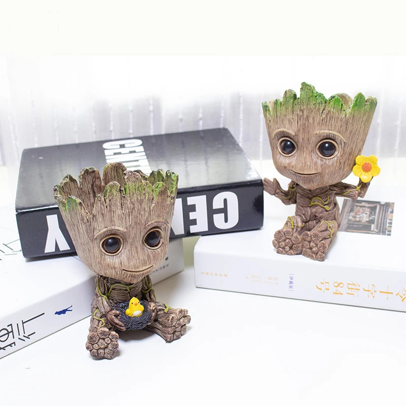 Baby Groot Flowerpot Action Figures Home Decoration Cute Model The Galaxy Groot Doll Toy Flower Pot Drops Cute