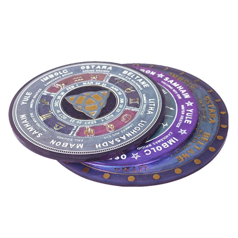 

4Pcs Pendulum Mat Astrology Zodiac Board Epoxy Resin Mold Sun Moon Star Card Tray Round Resin Mold Witchcraft Tool