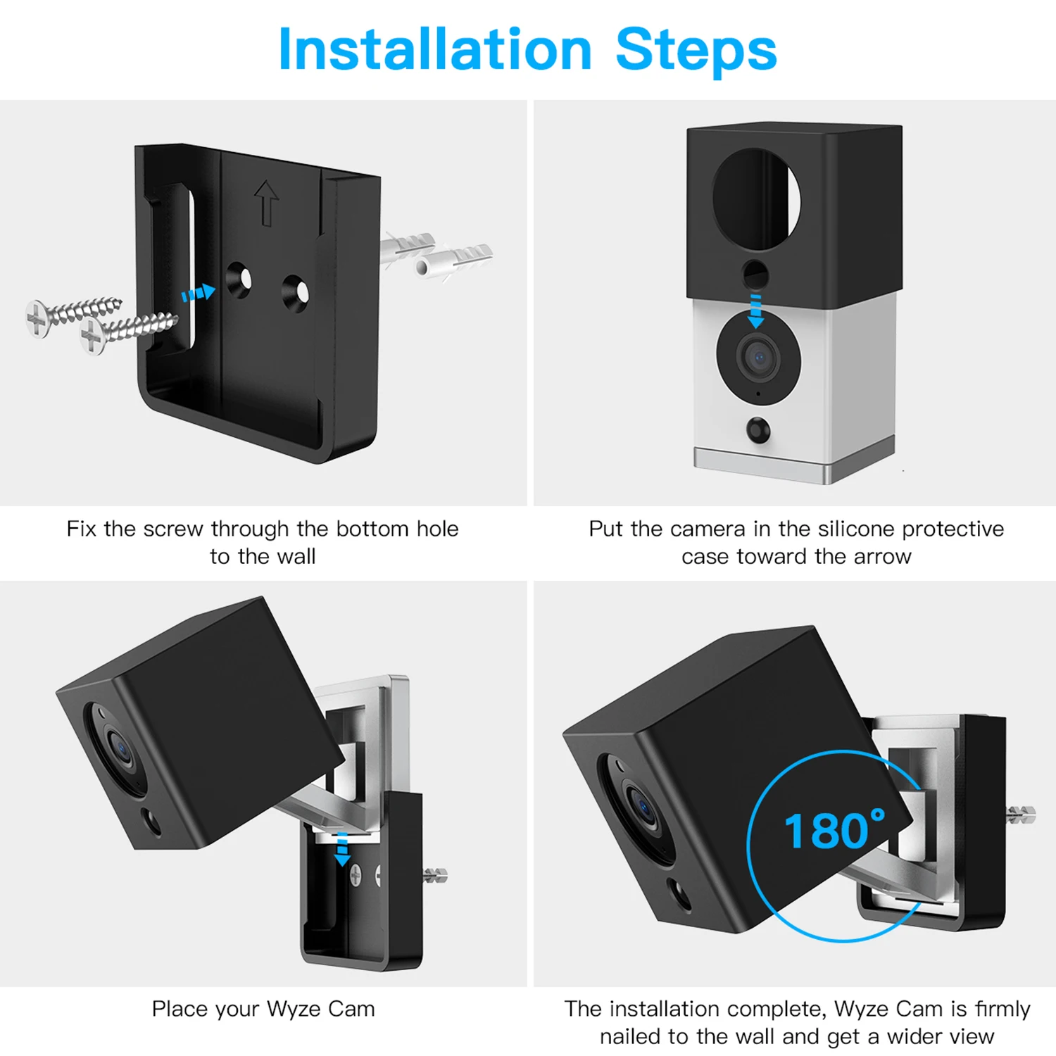

Wyze Cam Mount, Silicone Cover Protective Case Wall Mount Bracket with Wall Mount Base Holder for Wyze Cam iSmartAlarm iSC5D