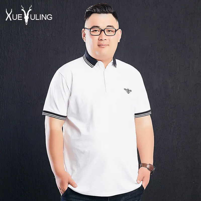 

Large men's middle-aged and young men's loose elastic Lapel T-shirt