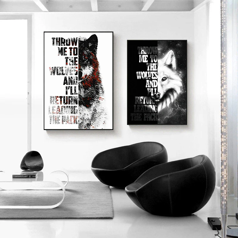 Furious Animal Wolf Вдохновляющие постеры с цитатами и фотографиями настенные