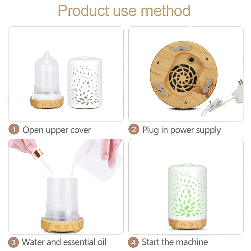 Ceramic Ultrasonic Aroma Diffuser Air Humidifier Purifier Atomizer Essential Oil with 7 Color Night Lights for Home | Дом и сад