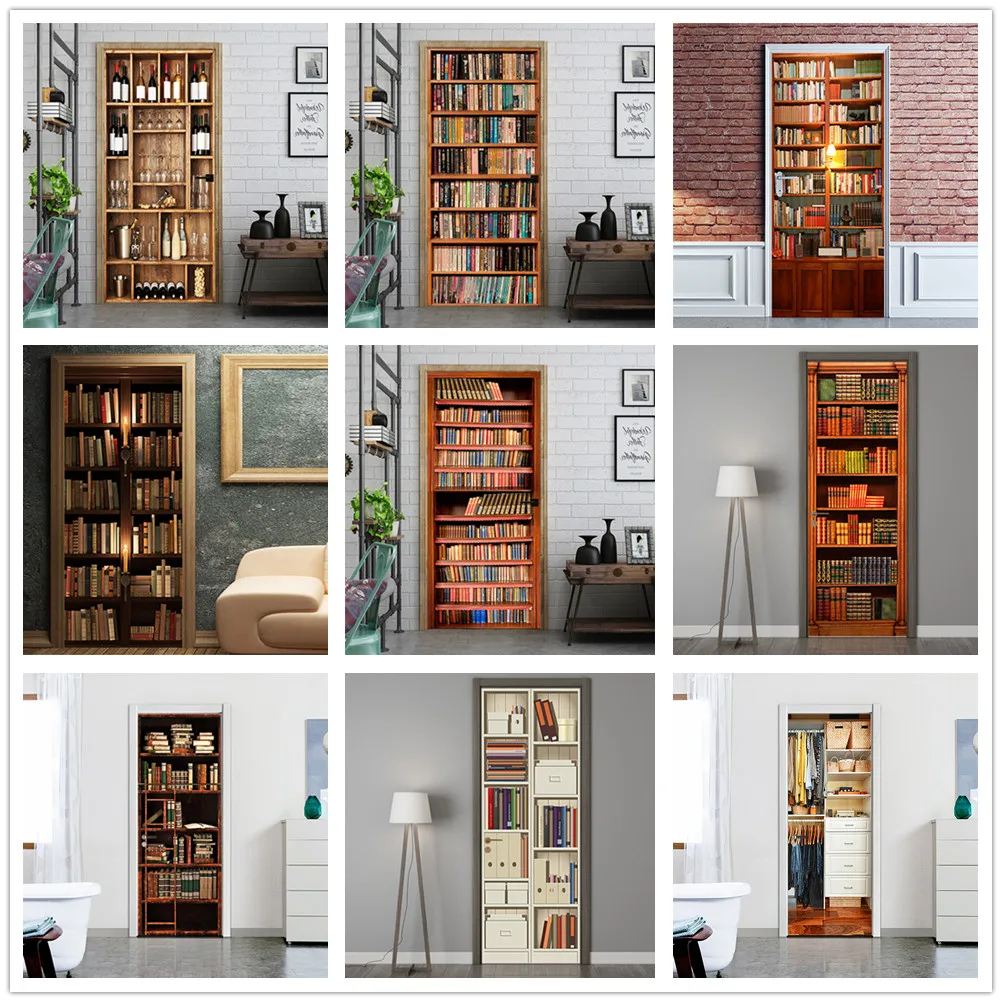 

ПВХ обои, 3d дверные Стикеры, европейские ретро Стикеры, ПВХ обои, 3d дверные Стикеры, самоклеящиеся настенные наклейки «сделай сам»