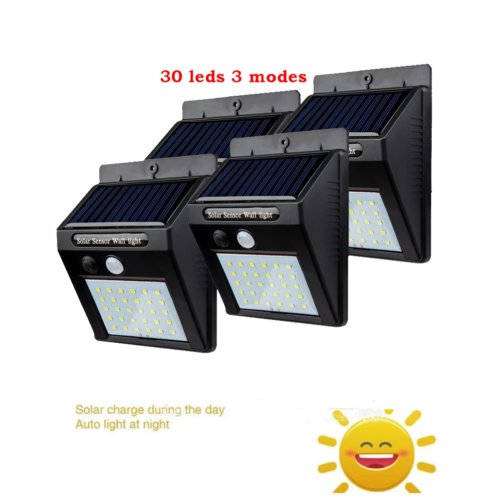 2/4 шт. 30 светодиодный солнечный светильник на открытом воздухе Водонепроницаемый