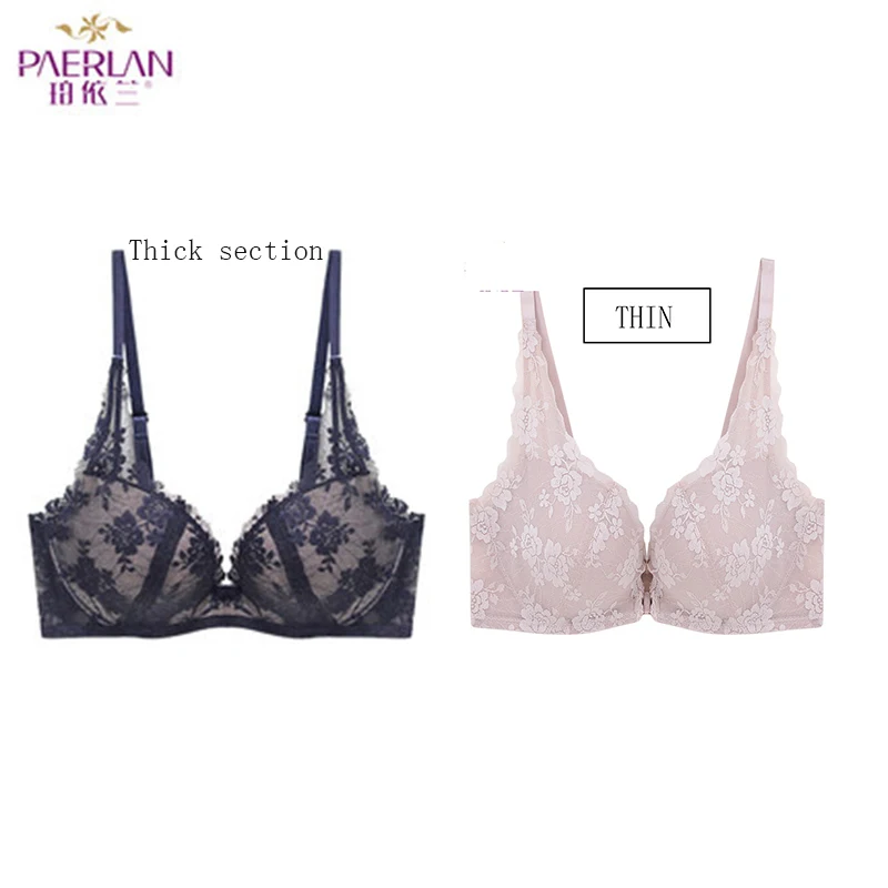 PAERLAN 2PCS Underwear FrontbClosure Sexy Push Up Bra Sexy Women's Lace Without Rim Bra Comfortable Floral Backless Underwear