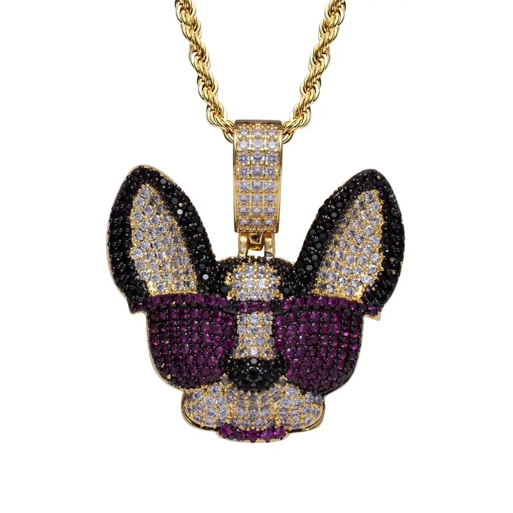 Подвеска в виде собаки чихуахуа кулон из меди золота серебра микрозакрепка