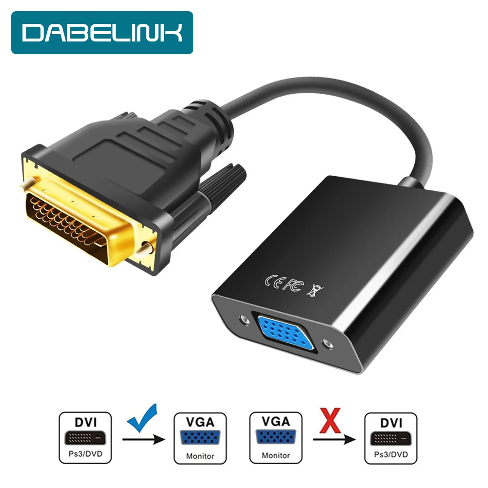 DVI D в VGA конвертер HD 1080P Male 24 + 1 Pin женские видео кабели для HDTV PS3 PS4 PC дисплей