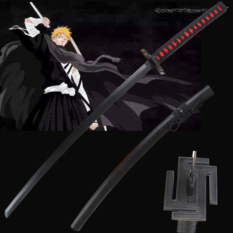 Japanese katana 41" Bleach Anime Kurosaki Ichigo Tensa Zangetsu Sword carbon steel cosplay decorative Christmas Supply No Sharp