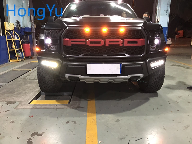 Мигающий светодиодный DRL Дневной светильник s для Ford Raptor SVT F150 2016 2017 2018 с желтым