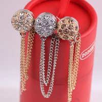 2021 new crystal safe hijab brooches for women tassel strong metal plating magnetic hijab clip no hole pin female muslim jewelry