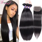 Волосы LQ малазийские прямые пучки волос с застежкой Remy человеческие волосы пучки с застежкой Натуральные Прямые Пучки С застежкой