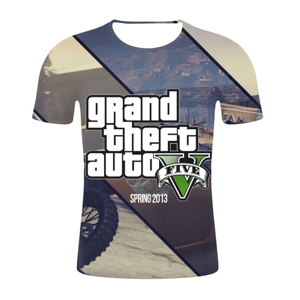 Grand Theft Auto 3D GTA 5 необычные мужские футболки с коротким рукавом в уличном стиле