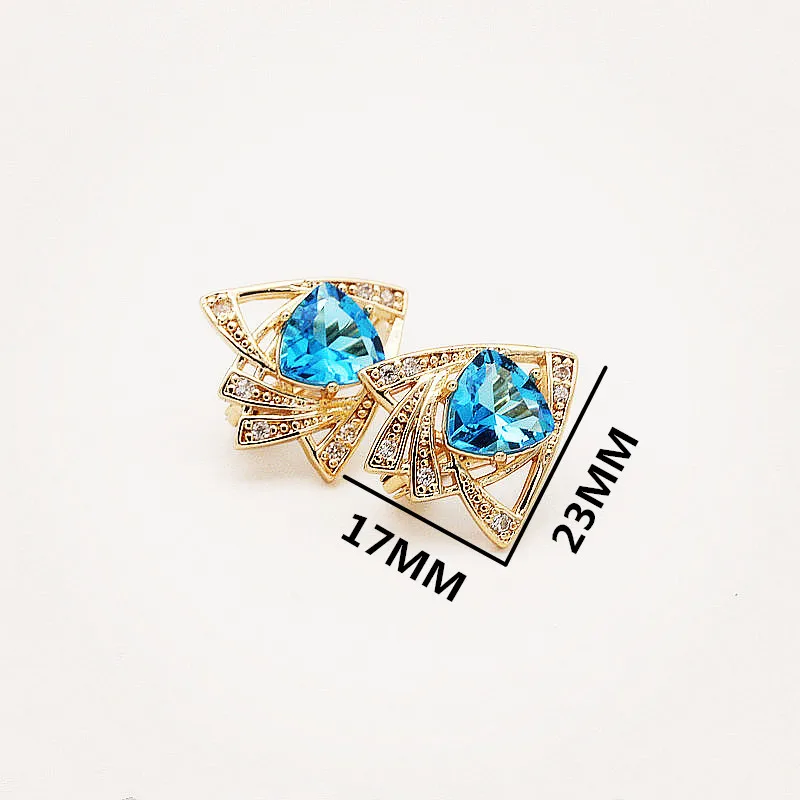 Женские винтажные серьги в форме сердца подвески из розового золота с голубым