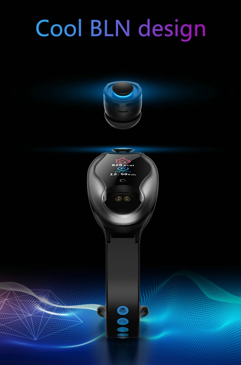2 в 1 Беспроводные наушники, двойные наушники с Bluetooth, наушники для ответа на вызов, дыхательный светильник, фитнес-браслет, умные часы