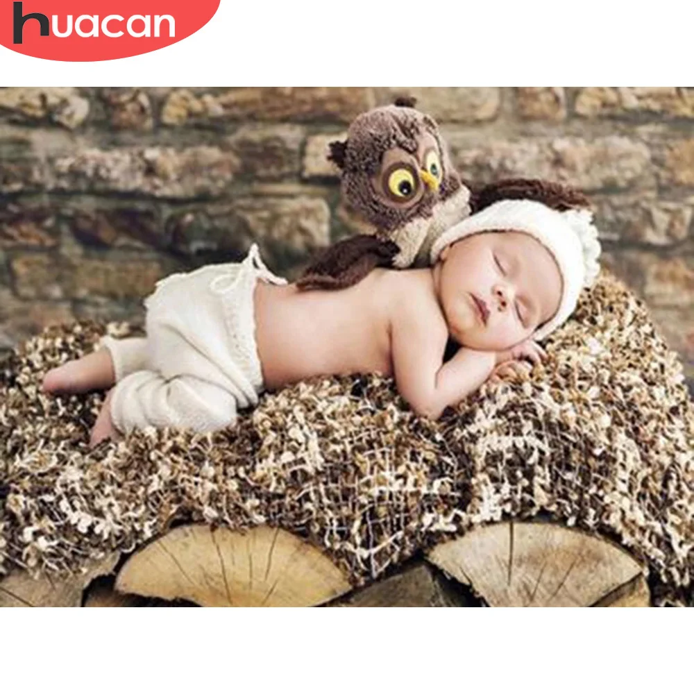 

HUACAN DIY Diamond Painting Child Picture Of Rhinestone Cross Stitch Animal Full Square Diamond Embroidery Owl Home Decoration