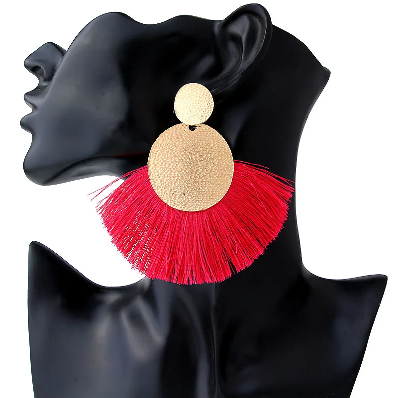 BTWGL модная обувь в богемном стиле с бахромой сплава серьги виде веера белые