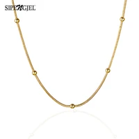 sipengjel fashion tiny pendant beaded necklace 316 stainless steel snake chain short choker necklace for women man jewelry