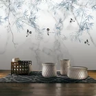 Большие Настенные обои с китайским мраморным бамбуком и цветами, в рулоне, для гостиной, спальни, кабинета, Декор для дома, покрытие для стен