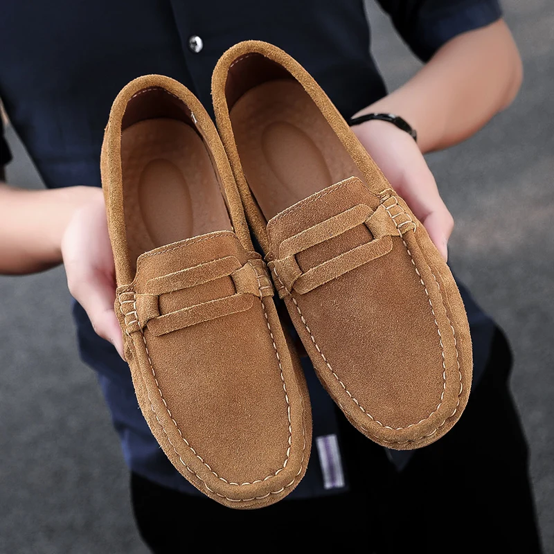 

Mens Loafers Leather Men Casual Big Shoes Luxury Brand 2019 Man Moccasins Breathable Slip On Driving Shoes Plus Size 38-47 Brown