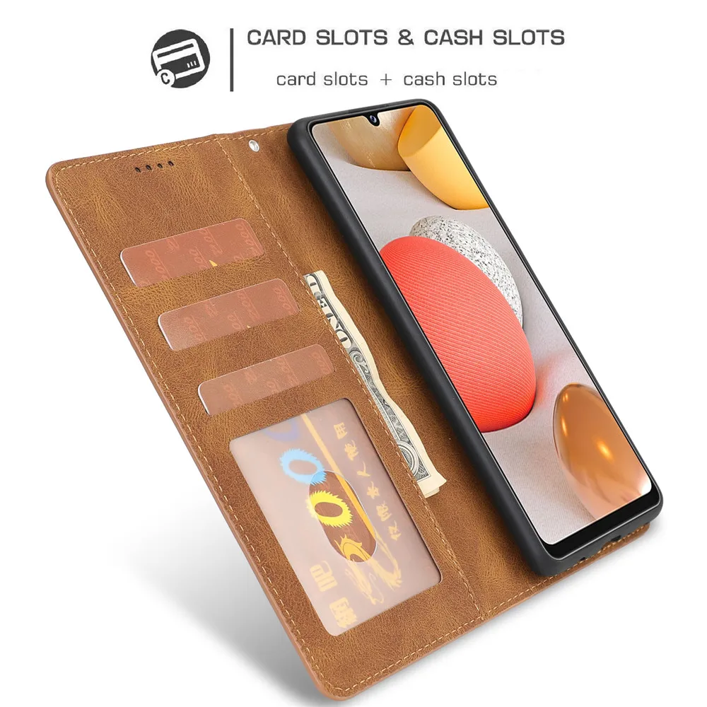 Leather Case For Samsung Galaxy A54 A14 A04E A72 A52 A73 A53 A33 A03 Core A51 A71 A32 A22 A12 A02 A21 A31 A70 A50 A20 Flip Cover