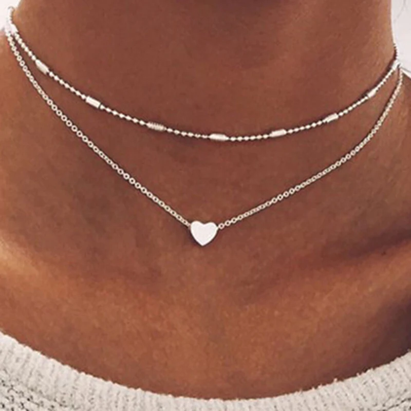 

Limited Crystal Heart Necklace Cute Collier Maxi Brand Collares Stella Double Pendant Necklace Dot Luna Phase New Arrival