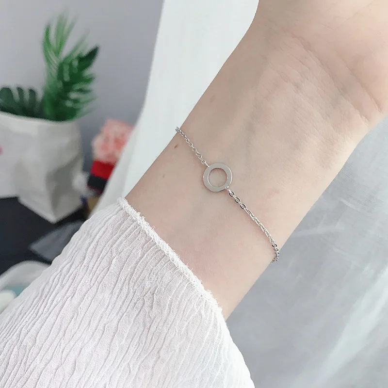 OBEAR 100% 925 Sterling Silver Gold Geometric Circle Bracelet for Women Fashion Simple Jewelry Gift | Украшения и аксессуары