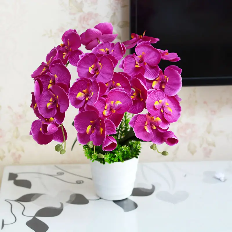 Beste 78Cm Upscale Phalaenopsis Orchidee Boeket Cymbidium Plant Middelpunt Nep Bloem Bruiloft Woondecoratie Outdoor Tuin 100 Stuks