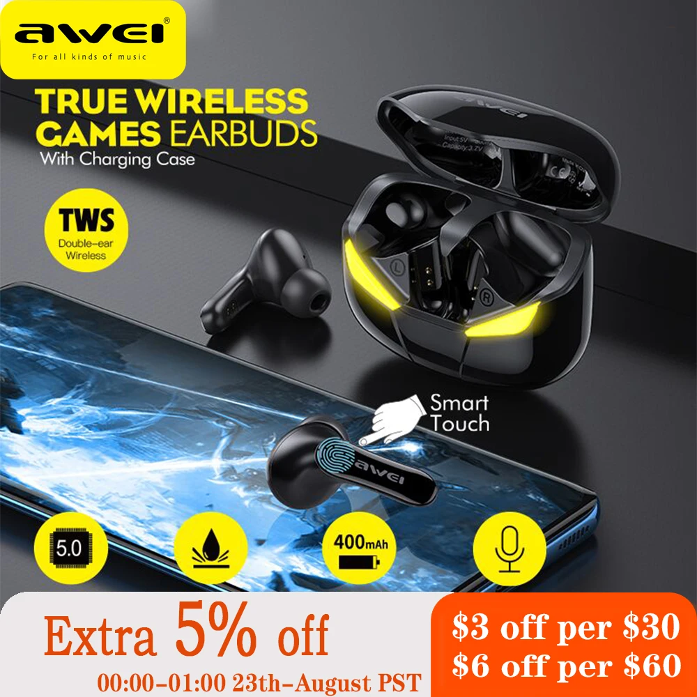 AWEI T35 наушники беспроводной Игровые TWS Hands free с низкой задержкой HiFi глубокий бас