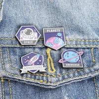 universe adventure astronaut rocket enamel pins cartoon planets brooches for space lover lapel pin badge jewelry gift wholesale